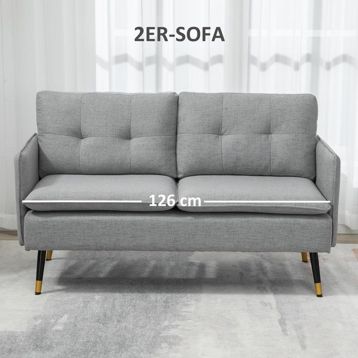 Produktbild Homcom Zweisitzer Sofa mit Rücken- und Sitzkissen (2-Sitzer)