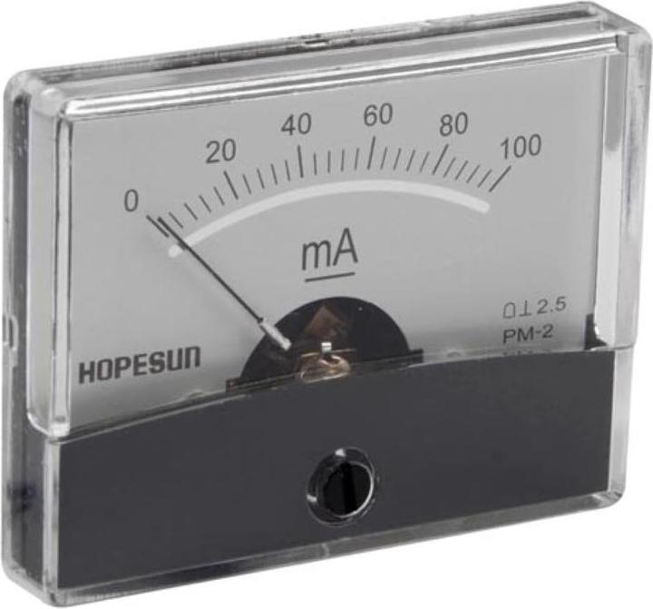 Actual product image Hopesun ANALOG INSTALLABLE CURRENT METER 100 mA DC / 60 x 47 mm