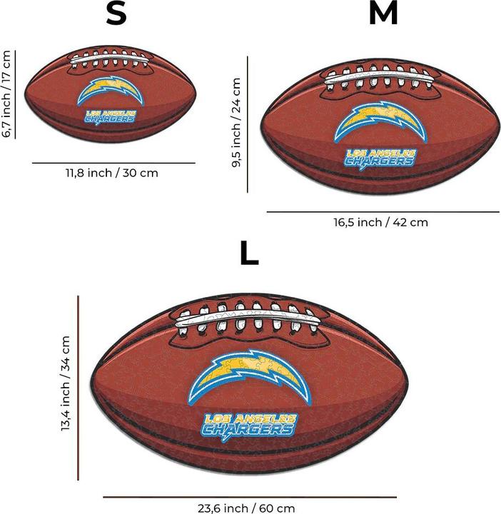Image du produit Iconic NFL - Los Angeles Chargers– Football avec Logo - Puzzle en bois Taille L (500 pièces) (500 pièces)