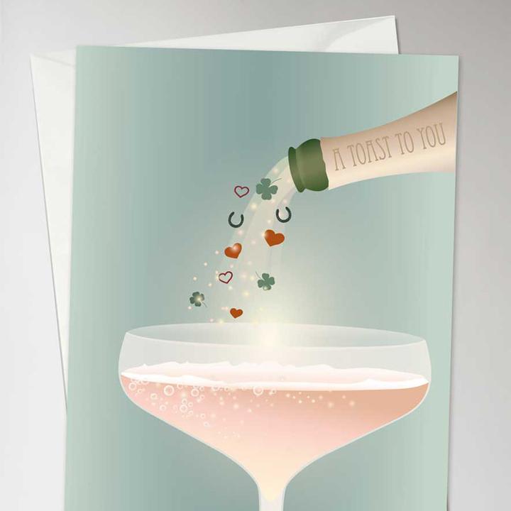 Produktbild Vissevasse Glückwunschkarte Champagner A6 10,5x15 Doppelkarte mint (2 Stk.)