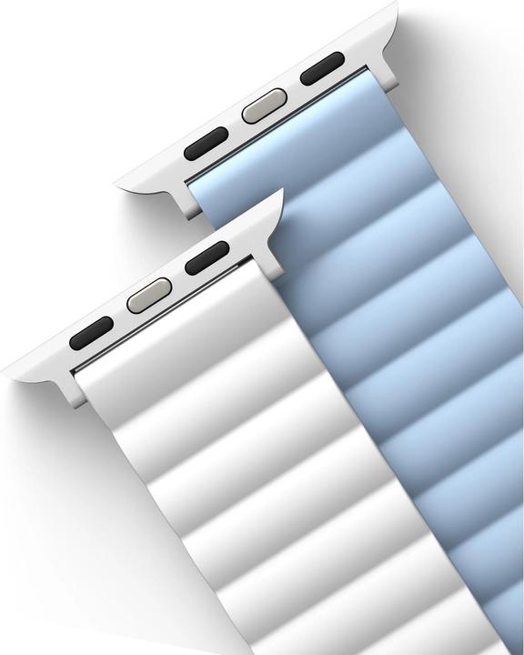 Actual product image Uniq pasek Revix Apple Watch Series 1/2/3/4/5/6/7/8/SE/SE2 38/40/41mm. Reversible Magnetic biały-nie (Silicone, Stainless steel)