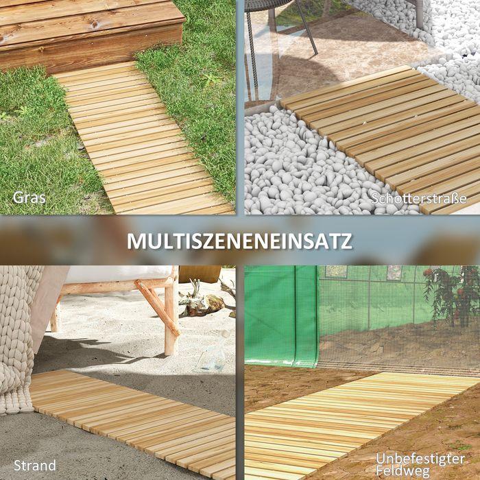 Produktbild Swisshandel24 120cm Gartenweg, Rollweg wetterfest Gartentritt Dekorative Holztritt aus Tannenholz, Natur (1 x)