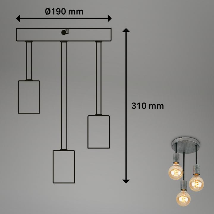 Image du produit Briloner Plafonnier, argent antique/noir, 3xE27/max.60W (E27)