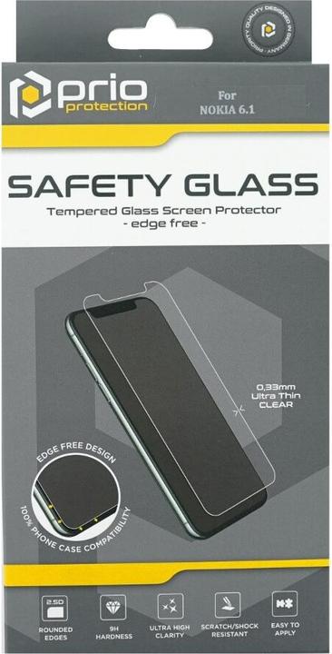 Actual product image prio Tempered Glass Screen Protector for Nokia 6.1 clear (1 Piece, Nokia 6.1)