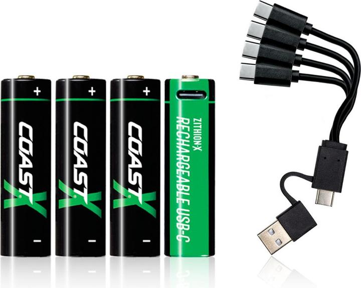 Coast Zithion-X USB-C (4 Stk., AA, 2400 mAh)