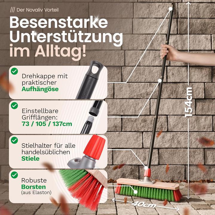 Produktbild Novaliv Gartenbesen Elaston 40 cm Besenkopf Elaston Borsten Ideal als Besen draussen Strassenbesen Har (1 Stk.)