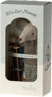 Actual product image Maileg Winter mouse big brother with skis (13 cm)