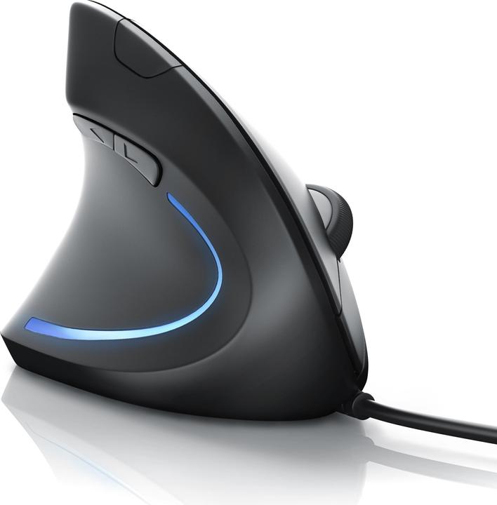 CSL ergonomic mouse, corded, optical vertical left-handed mouse, against mouse arm/tennis arm (Cable)