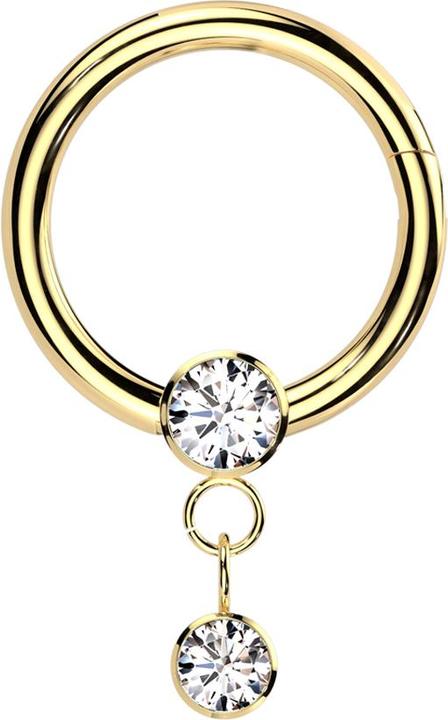Actual product image Star Piercing Micro segment ring hinged gold-plated crystal silver Pendant chain crystal silver (Titanium G23, without brass)