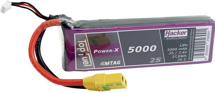 Image du produit Hacker Accu LiPo TopFuel 5000mAh 7.4V 2S 35C MTAG (7.40 V, 5000 mAh)