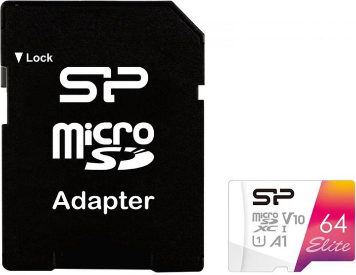 Actual product image Silicon Power memory card Elite Micro SDXC 64GB UHS-I A1 V10 (64 GB, microSDXC, U1, UHS-I)