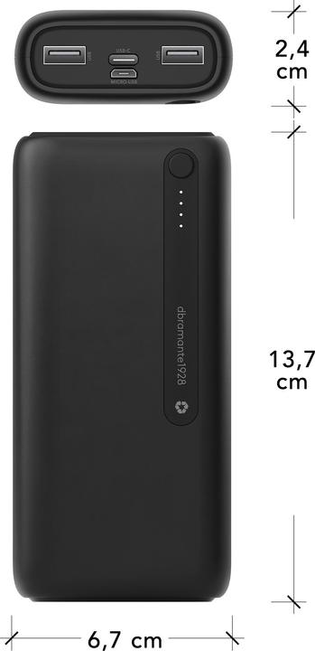 Productafbeelding dbramante1928 re-charge - Power Bank - 20K - BLK, 20000 mAh, Lithium Polymeer (LiPo), Zwart (20000 mAh, 74 Wh)