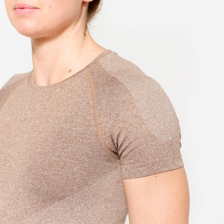 Actual product image Domyos T-Shirt Crop Top nahtloses Material - braun (XS)