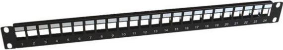 Produktbild Panasonic 3SR-PATCH-24P 24 Port Patch Panel (Typ Keystone) schwarz inkl. 24 Koppler/Anschlussbuchsen RJ45/RJ45