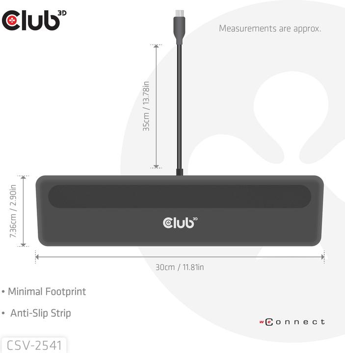 Produktbild Club 3D Club3D USB-C 12in1-Dock >DP1.4/2xHDMI/2xUSB-C/ 8K30Hz PD100W retail (Docking Port, 12 Ports)