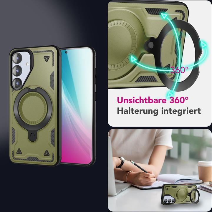 Produktbild Nalia Stormguard - Stossfeste Armor Ring Hülle für MagSafe - Military Kickstand Hardcase (Samsung Galaxy S25)