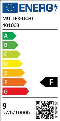 Energie-Label Müller Licht LED Birne 9W E27 806lm 4000K opal CRI >90 (E27, 8.50 W, 806 lm, 1 x, F)