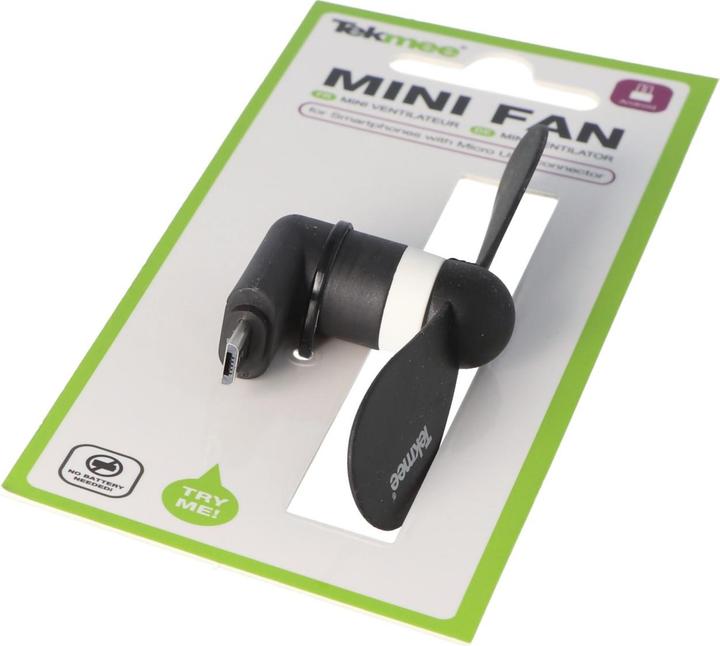 Actual product image AccuCell Mini fan for smartphones with micro USB connection, micro USB connection