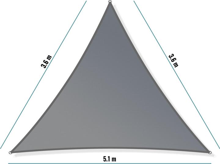Image du produit Toboli Voile d’ombrage Triangulaire 3,6x3,6x5,1m Protection Vent Soleil UV 30+ Auvent Jardin Balcon
