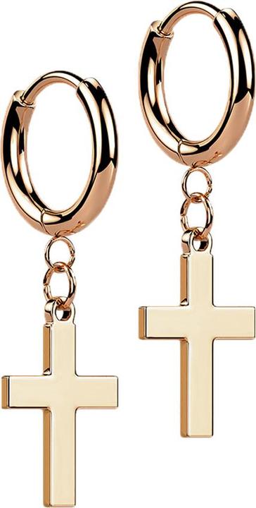 Star Piercing Ohrring rosegold Anhänger Kreuz klein (ohne Messing, Chirurgenstahl 316L)