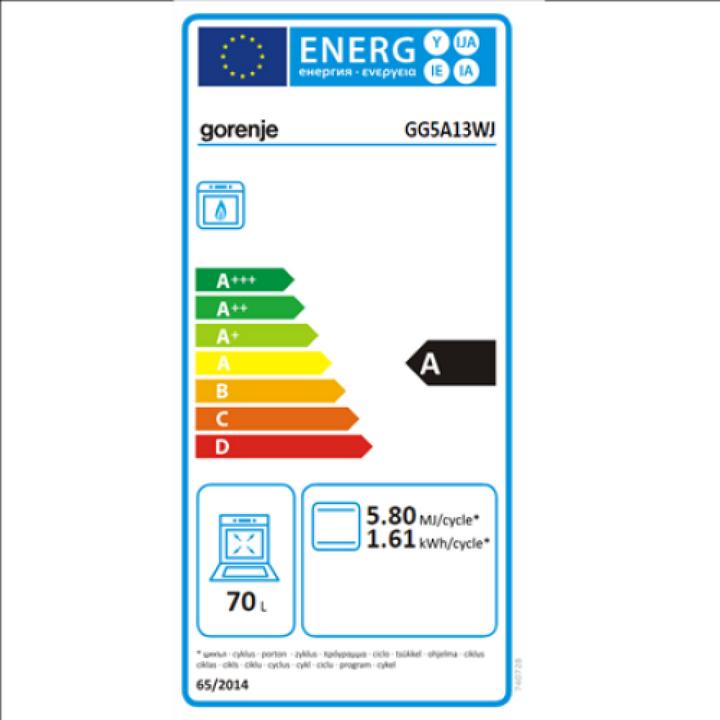 Label énergétique Gorenje GG5A13WJ