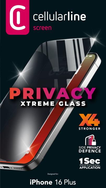 Image du produit Cellularline Xtreme Glass Privacy (1 pièce(s), Apple iPhone 16 Plus)