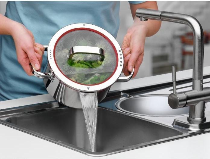 Produktbild WMF Kochtopf Bratentopf Induktion 16cm Glasdeckel 1,4l Function4 Edelstahl (16 cm, Bräter + Schmortopf, Kochtopf, Edelstahl)