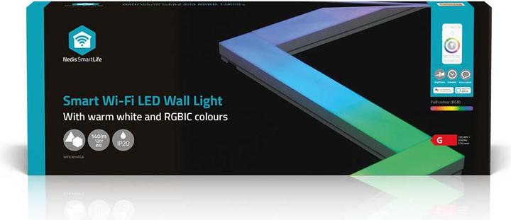 Actual product image Nedis SmartLife Decorative LED | Wall bar | Wi-Fi | RGBIC / Warm white | Android™ / IOS (Warm white, 14.40 cm, Indoor)