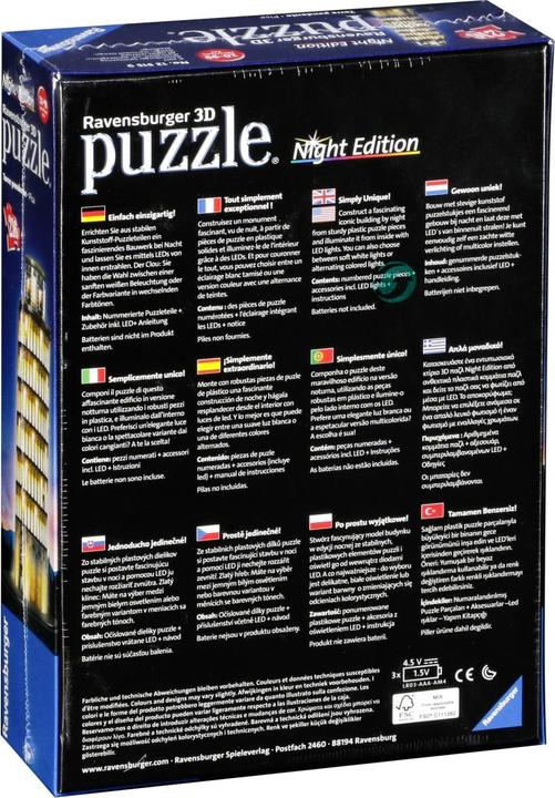 Produktbild Ravensburger 3D - Turm von Pisa Night Edition (216 Teile)