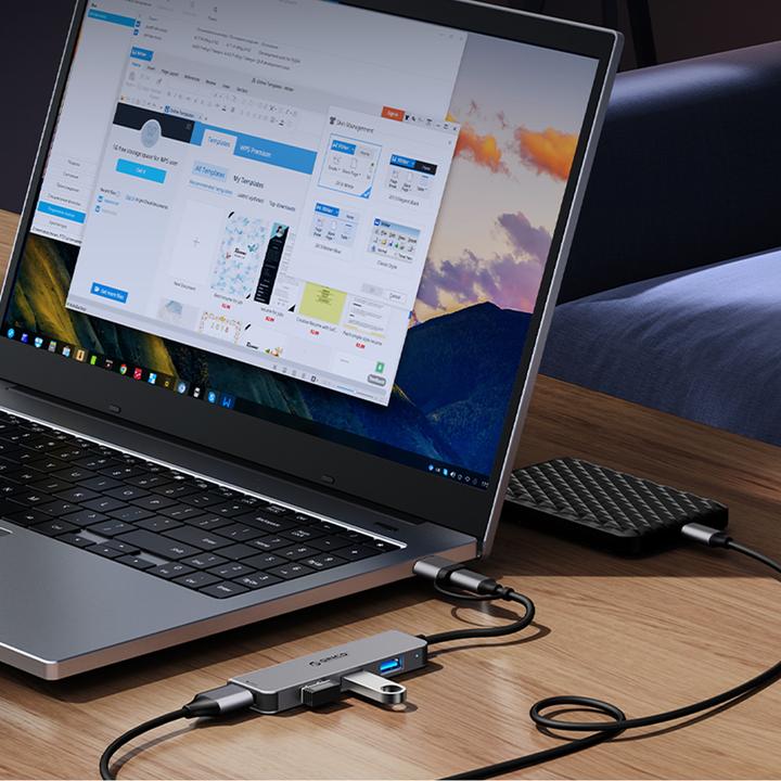 Image du produit Orico Converter YSA2-U3 USB-A/USB-C Hub Docking Station 1x USB-A 3.0 + 6x USB-A 2.0 - Gray (USB-A, USB-C, 7 Ports)