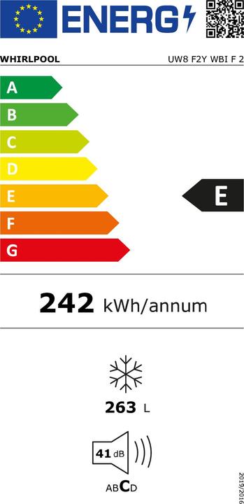 Energy Label Whirlpool UW8 F2Y WBI F2 (Stand-alone, 263 l)