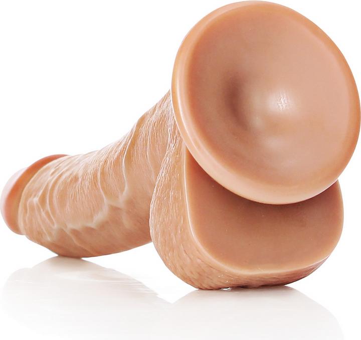 Actual product image RealRock Curved Realistic Dildo with Balls and Suction Cup - 8"/ 20.5 cm
