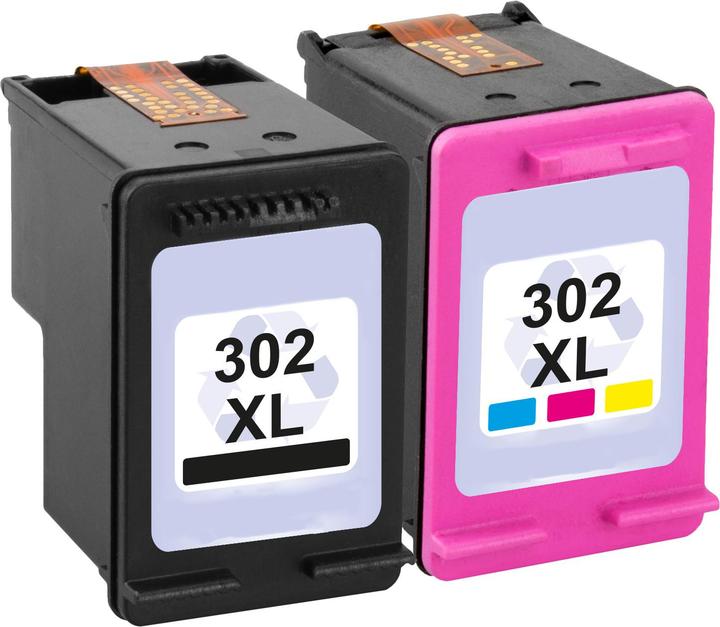 Actual product image Plutoos HP 302 XL HP 302 XL cartridges XXL compatible (CL, FC)