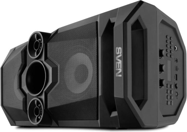 Actual product image Sven Speaker PS-650, juodas, power output 2x25W (RMS), TWS, Bluetooth, FM, USB, Micro SD, LED-displa (10 h, Rechargeable battery operated)