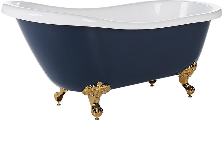 Produktbild Beliani Badewanne freistehend blau / weiss oval 170 x 76 cm CAYMAN (359 l, 170 cm, 78 cm)