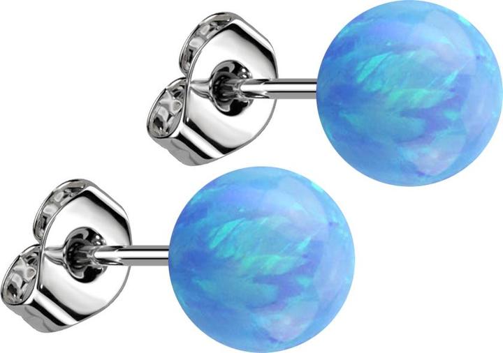 Star Piercing Ohrstecker mit Kugel Opal hellblau (Chirurgenstahl 316L, ohne Messing)