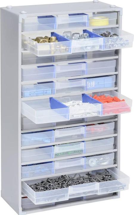 Produktbild eurokraft pro Metall-Kleinteilemagazin, HxBxT 565x300x140 mm, 12 Schubladen, 24 Trennstege (14 cm, 56.50 cm)