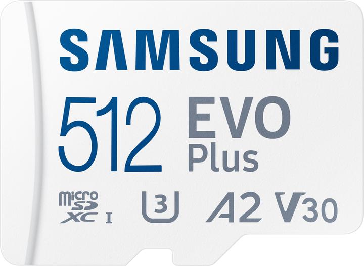 Samsung EVO Plus (512 Go, microSDXC, U3, UHS-I)