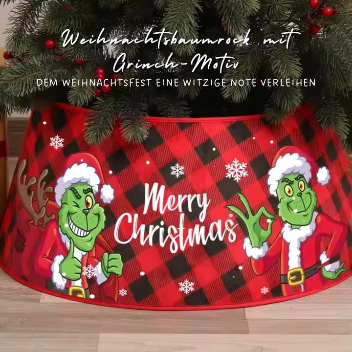 Image du produit Hermex Jupe de sapin de Noël avec motif Grinch Col de sapin de Noël Habillage de sapin de Noël (1 -pièce)