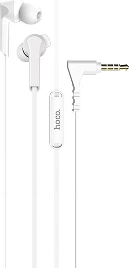 Actual product image Hoco Wired headphones wire earphones Jack 3,5 mm with microphone M72 white (Cable)