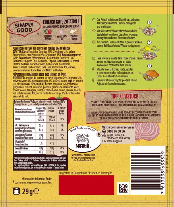 Nährwerte und Zutaten Maggi Mix Mah Meeh (29 g)