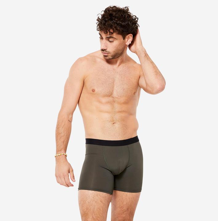 Produktbild Decathlon Funktionsunterhose Boxershorts Herren atmungsaktiv 3er Pack - navy/blau/khaki (M, 3er Pack)
