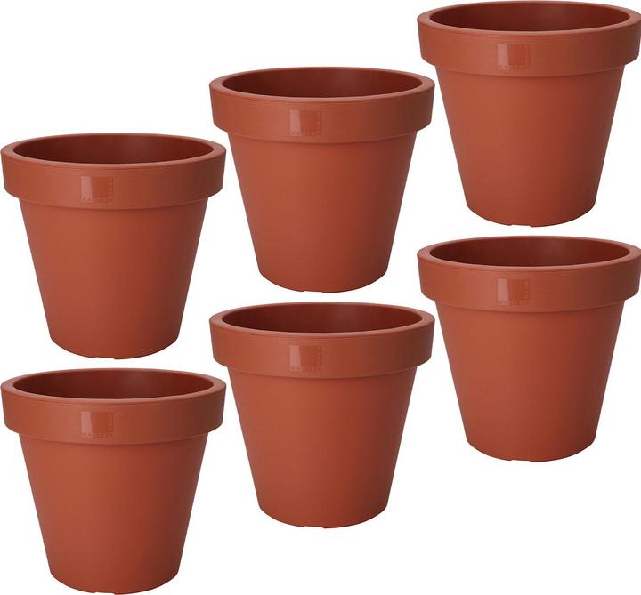 Image du produit ProGarden Blumentopf rund, terracotta, Pflanztopf aus 100% recyclebaren Kunststoff, Ø 25 cm, 6er-Set