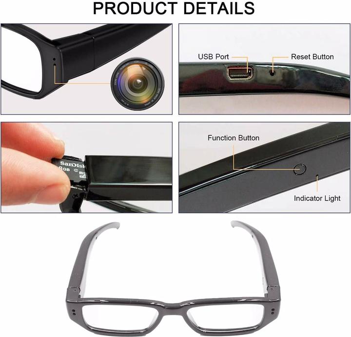 Image du produit Monkaim Lunettes avec caméra cachée