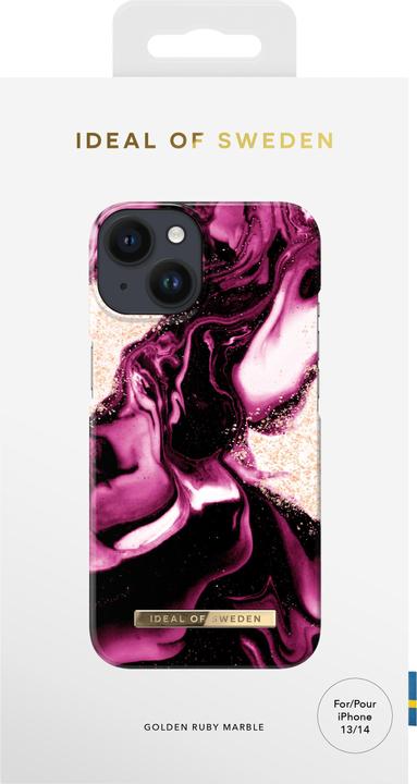 Actual product image iDeal Of Sweden Designer Cover Golden Ruby Marble (Oppo A16e, Apple iPhone 13)