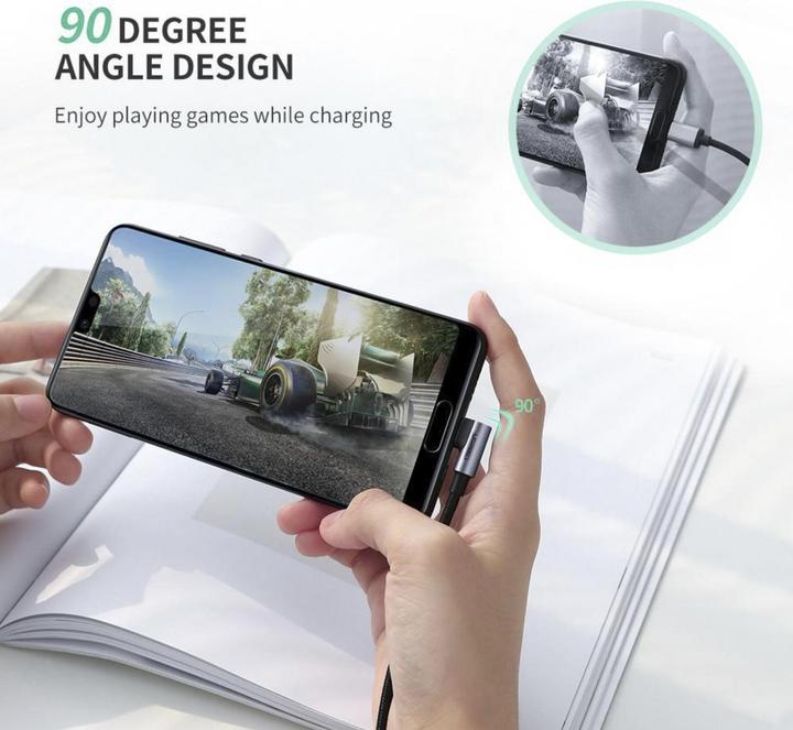Productafbeelding Ugreen USB-C Haaks naar USB-A 2.0 A 3A Datakabel (2 m, USB 2.0, 18 W)
