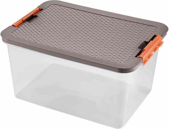 Actual product image Heidrun System box made of plastic in colour transparent, 52x37x27 cm capacity: 38 l, lid in rattan look (52 x 37 x 27 cm, 38 l)