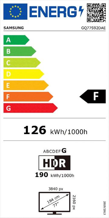 Energy Label Samsung GQ77S92DAEXZG (77")