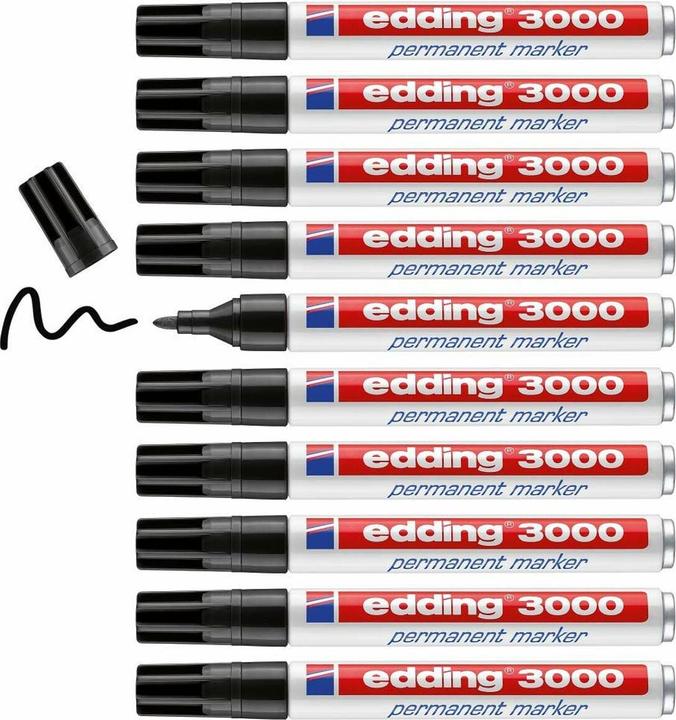 Actual product image Edding Permanent marker (Black, White, 3 mm, 10 x)