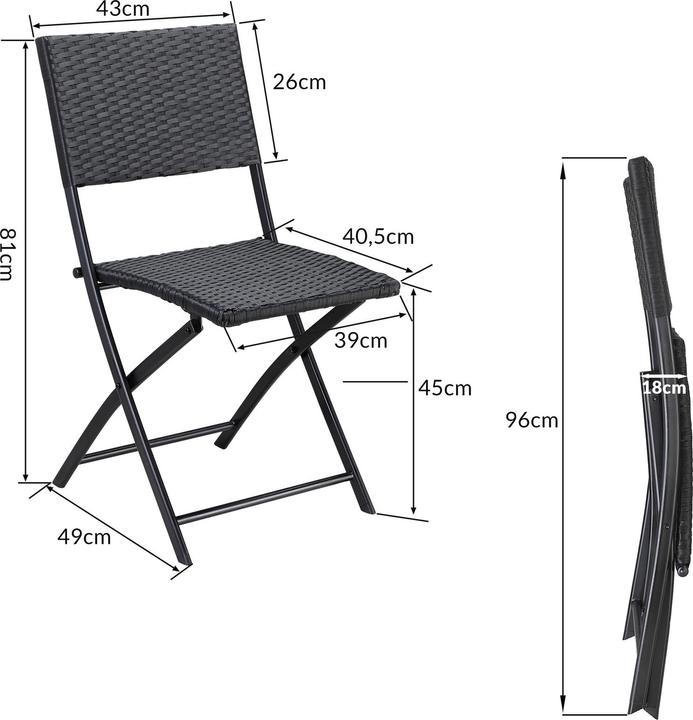 Image du produit Casaria Chaise pliante en poly rotin (4x Set)